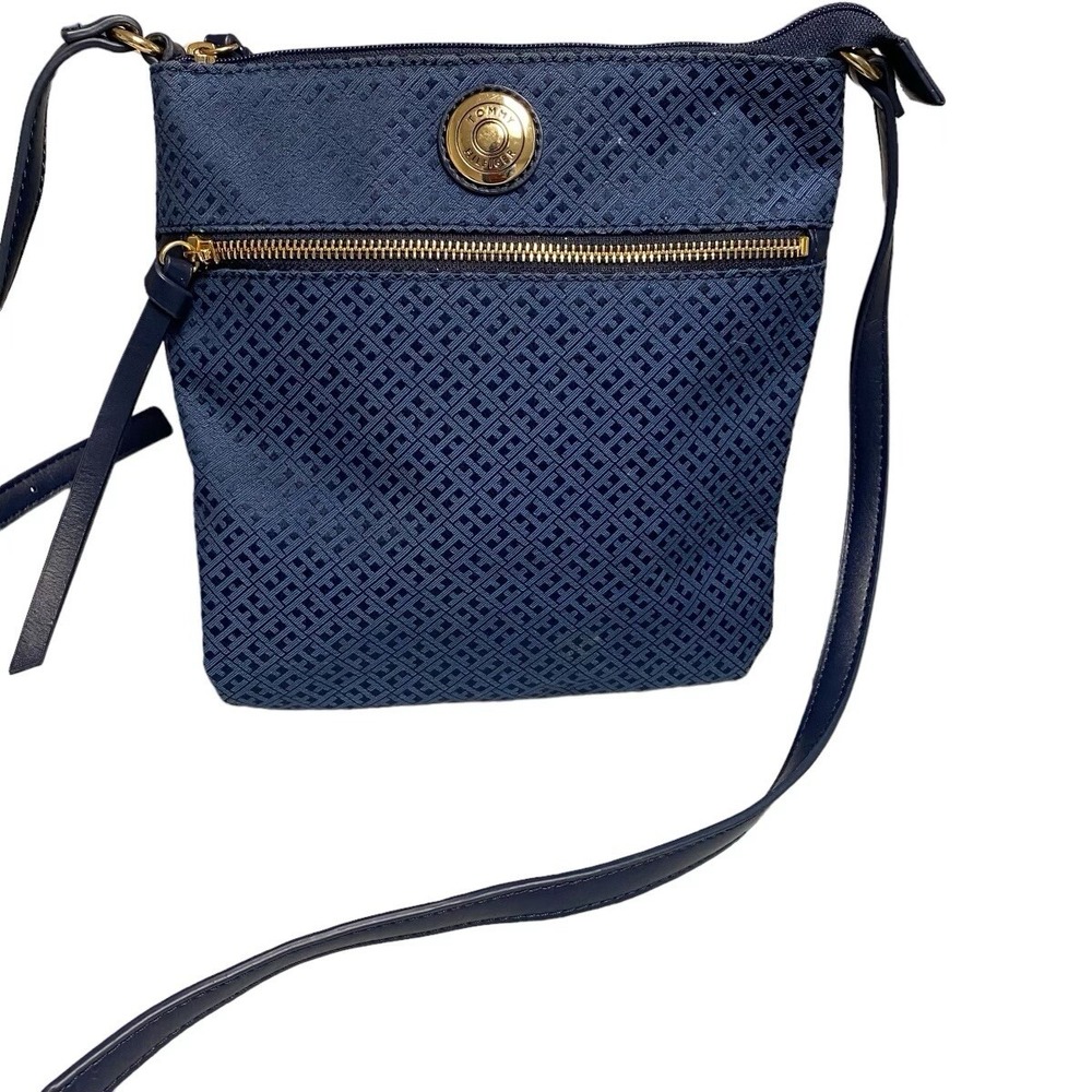 Tommy Hilfiger Crossbody Bag Womens Small Navy Blue Good Monogram Logo Zip